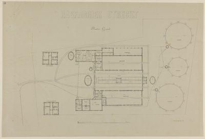 217529 Plattegrond van het terrein van de Gasfabriek aan de Wittevrouwensingel te Utrecht.